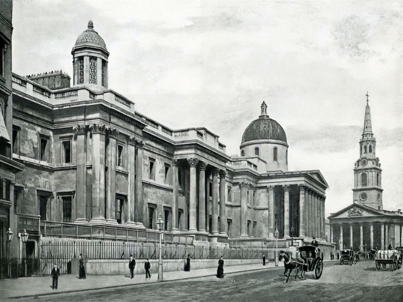 Alte Fotografie des British Museum am Trafalgar Square aus dem 19 Jahrhundert