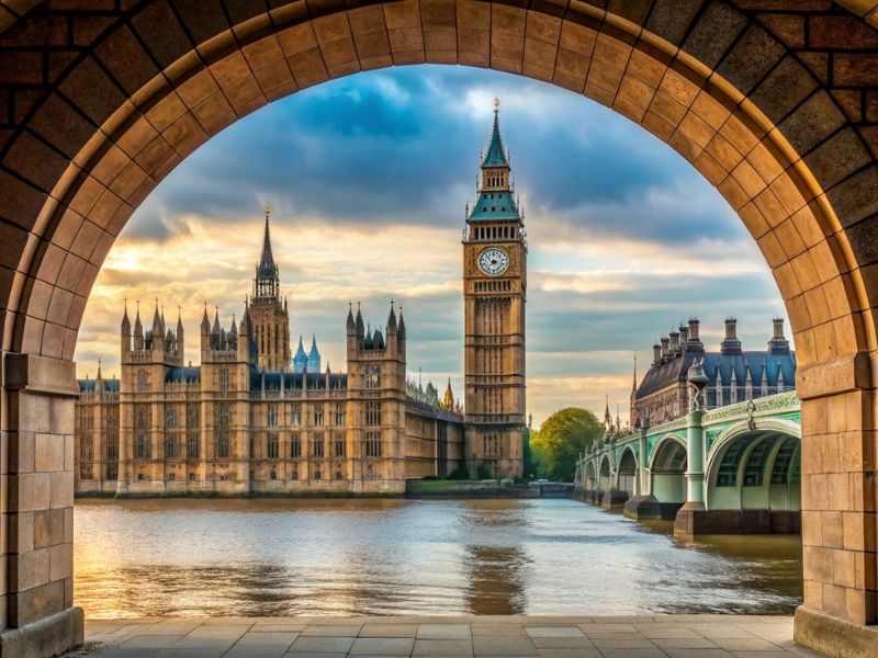 Blick auf die Themse mit Brücke und Big Ben