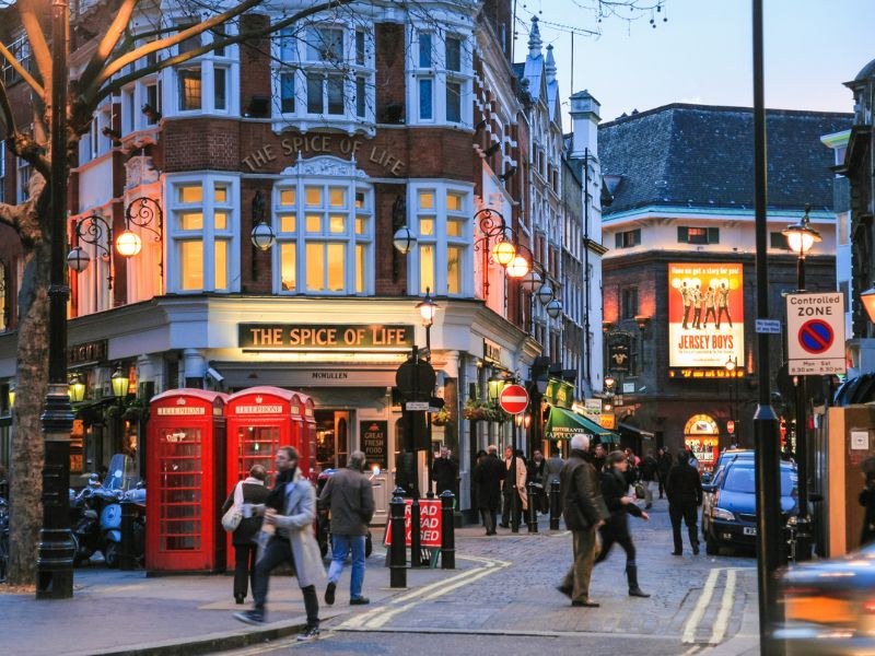 Wintertag im Londoner Stadtteil Soho Disctrict