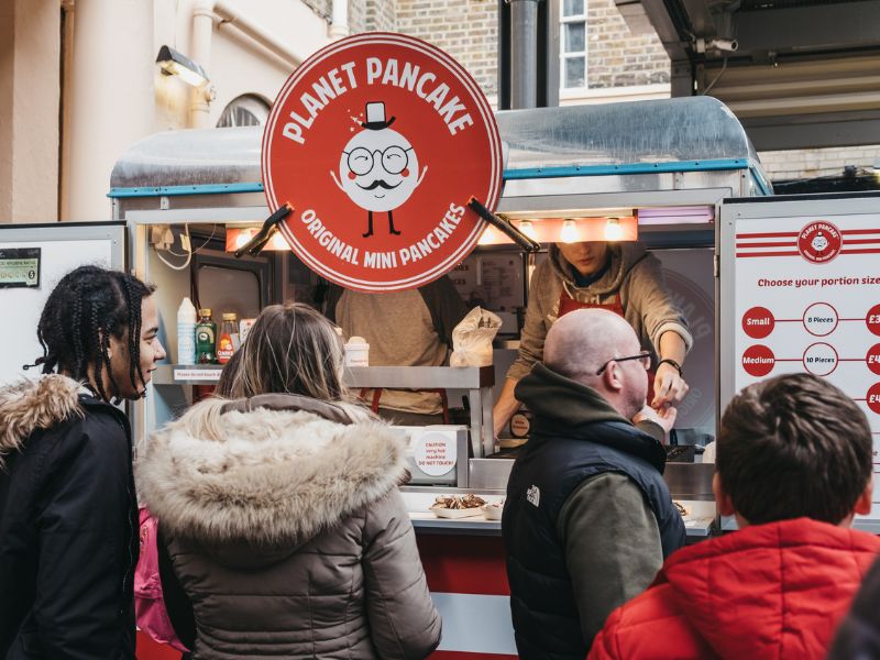 Pancake Stand auf dem Greenwich Market